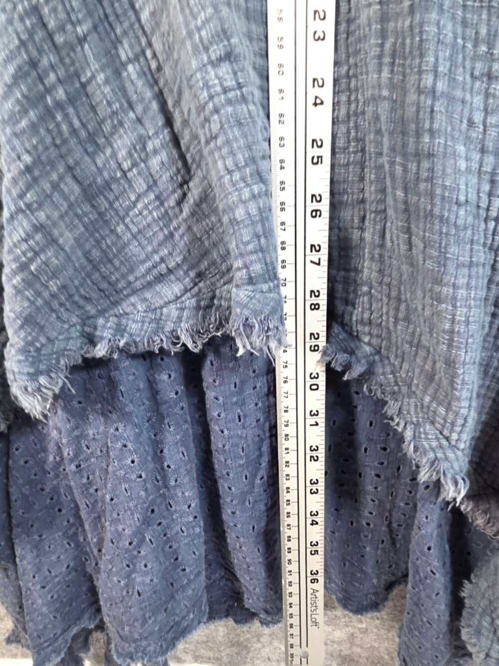 Oli & Hali Mineral Wash Denim Blue Tiered Maxi Dress L Boho Western Festival - Picture 6 of 12